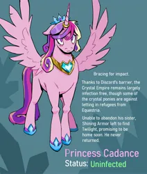 Size: 2800x3300 | Tagged: safe, artist:cracklewink, derpibooru import, princess cadance, alicorn, pony, female, hoof shoes, horn, horn ring, image, jewelry, jpeg, mare, mlp infection, peytral, regalia, ring, solo, spread wings, wings