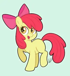 Size: 834x910 | Tagged: safe, artist:czscribbles, derpibooru import, apple bloom, earth pony, pony, adorabloom, cute, female, filly, foal, image, jpeg, light blue background, open mouth, raised hoof, simple background, solo