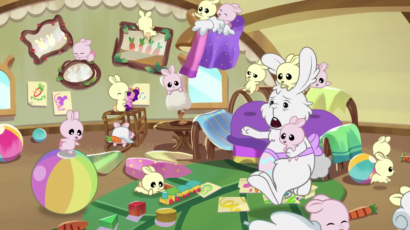 Size: 1316x739 | Tagged: safe, derpibooru import, screencap, pipp petals, rabbit, g5, my little pony: tell your tale, animal, baby, baby rabbit, cracked it, eggmund bunny, image, plushie, png, toy