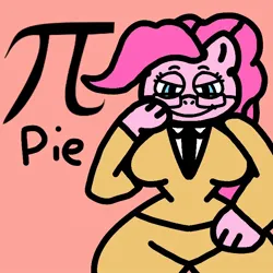Size: 720x720 | Tagged: safe, artist:sonictheponyhog, derpibooru import, pinkie pie, anthro, earth pony, pony, clothes, g4, glasses, image, jpeg, pi day, solo, square root