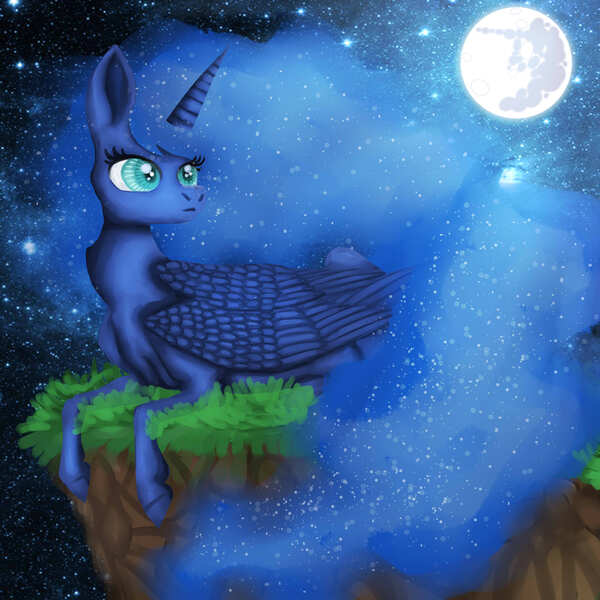 Size: 4000x4000 | Tagged: safe, artist:reamina, derpibooru import, princess luna, pony, image, jpeg, mare in the moon, moon, solo
