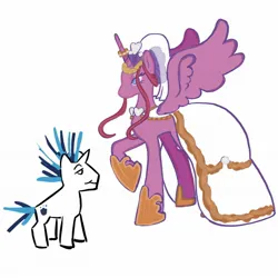 Size: 2048x2048 | Tagged: safe, artist:realmikemouse, derpibooru import, princess cadance, shining armor, alicorn, pony, unicorn, 2024, alternate hairstyle, clothes, dress, duo, duo male and female, female, g4, height difference, hoof shoes, horn, image, jpeg, larger female, lidded eyes, male, mare, meme, messy mane, messy tail, princess shoes, raised hoof, redraw, ship:shiningcadance, shipping, simple background, size difference, smaller male, spread wings, stallion, straight, tail, the bride and the ugly ass groom, toy interpretation, veil, wedding dress, wedding veil, white background, wings