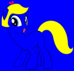 Size: 890x851 | Tagged: safe, artist:monkfishyadopts, artist:spitfirethepegasusfan39, ponified, earth pony, pony, adult blank flank, base used, blank flank, blue background, bow, brainy, clothes, female, g4, hair bow, image, little miss, little miss brainy, mare, mr. men, mr. men little miss, open mouth, open smile, png, simple background, smiling, solo