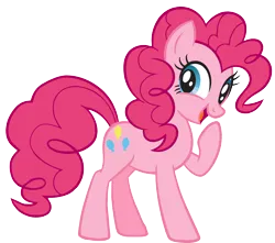 Size: 10271x9083 | Tagged: safe, derpibooru import, official, pinkie pie, earth pony, pony, absurd resolution, cheerful, cutie mark, element of laughter, female, g4, happy, hasbro, image, laughing, looking at you, png, ponytail, simple background, smiling, smiling at you, solo, standing, talking, transparent background, vector