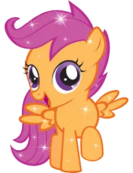 Size: 1583x2048 | Tagged: safe, derpibooru import, official, scootaloo, pegasus, pony, female, filly, foal, g4, image, open mouth, open smile, png, raised hoof, simple background, smiling, solo, sparkles, stock vector, transparent background, vector, zazzle