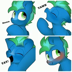 Size: 4096x4096 | Tagged: safe, artist:mochi_nation, derpibooru import, oc, unofficial characters only, pegasus, pony, blushing, bust, commission, eyes closed, image, jpeg, male, open mouth, open smile, smiling, solo, stallion, thinking, yawn, yay