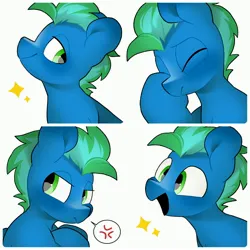 Size: 4096x4096 | Tagged: safe, artist:mochi_nation, derpibooru import, oc, unofficial characters only, pegasus, pony, bust, commission, cross-popping veins, emanata, eyes closed, facehoof, image, jpeg, lidded eyes, male, pictogram, simple background, smiling, solo, sparkles, speech bubble, stallion, white background