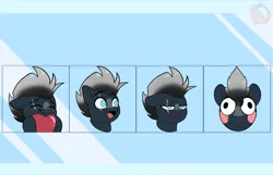 Size: 3600x2324 | Tagged: safe, artist:joaothejohn, derpibooru import, oc, oc:platinum shadow, pegasus, pony, blushing, bruh, commission, cute, emoji, emotes, expressions, heart, image, lidded eyes, male, multicolored hair, open mouth, pegasus oc, png, poggers, scar, shy, smiling, solo, wings, ych result, your character here