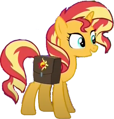 Size: 384x400 | Tagged: safe, artist:pascalmulokozi2, derpibooru import, edit, edited screencap, screencap, sunset shimmer, pony, unicorn, bag, female, g4, horn, image, not a vector, png, saddle bag, simple background, solo, transparent background