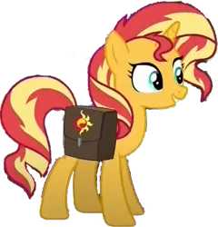 Size: 384x400 | Tagged: safe, artist:pascalmulokozi2, derpibooru import, edit, edited screencap, screencap, sunset shimmer, pony, unicorn, bag, female, g4, horn, image, not a vector, png, saddle bag, simple background, solo, transparent background