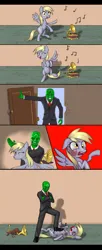 Size: 2170x5294 | Tagged: semi-grimdark, artist:dinosaurcol, derpibooru import, derpy hooves, oc, oc:anon, human, pegasus, pony, abuse, abusive human, angry, bipedal, bitch slap, black eye, bleeding, blood, bruised, clothes, comic, commission, dancing, derpybuse, door, doorknob, doorway, duo, duo male and female, featureless crotch, female, gramophone, gritted teeth, hand, happy, house, human and pony, image, indoors, looking at each other, looking at someone, looking down, lying down, male, mare, music, music notes, necktie, nosebleed, onomatopoeia, open door, open mouth, open smile, ouch, pants, png, prone, raised hoof, scratches, shirt with a collar, shoes, slap, slap mark, slapping, smiling, smug, sound effects, spread wings, stepped on, teeth, tongue out, violence, wall of tags, wings