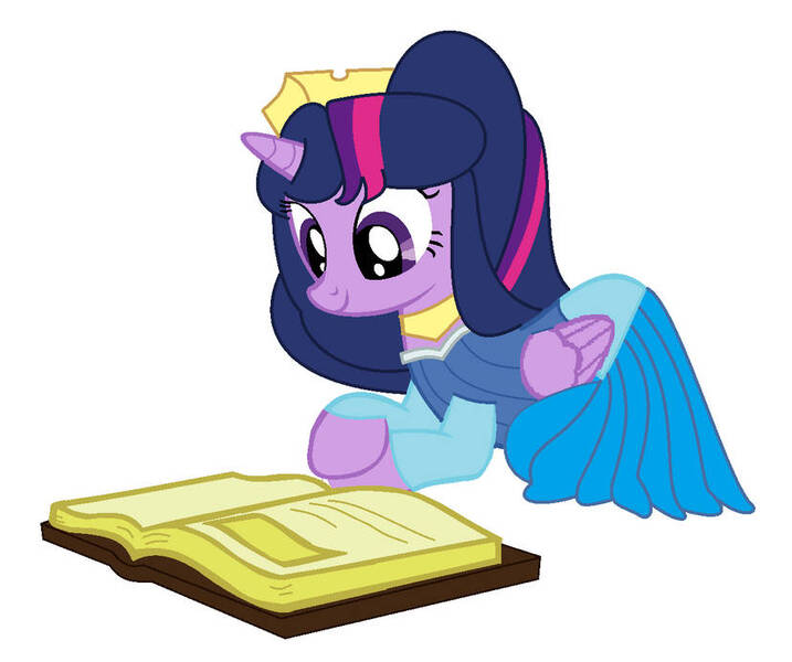 Size: 828x693 | Tagged: safe, artist:brightstar40k, derpibooru import, twilight sparkle, twilight sparkle (alicorn), alicorn, pony, blue dress, book, disney, g4, image, jpeg, princess aurora, reading, simple background, sleeping beauty, solo, white background