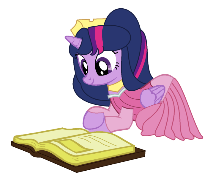 Size: 1215x1017 | Tagged: safe, artist:brightstar40k, derpibooru import, twilight sparkle, twilight sparkle (alicorn), alicorn, pony, book, disney, female, g4, image, pink dress, png, princess aurora, reading, simple background, sleeping beauty, solo, white background