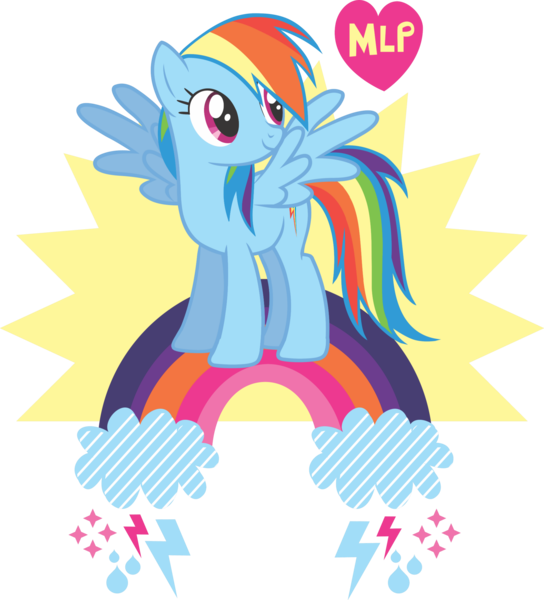 Size: 1858x2048 | Tagged: safe, derpibooru import, official, rainbow dash, pegasus, pony, cloud, design, female, g4, heart, image, lightning, mare, partially transparent background, png, rain, rainbow, simple background, solo, sparkles, spread wings, standing on a rainbow, stock vector, stripes, sun, transparent background, vector, wings, zazzle