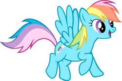 Size: 3176x2124 | Tagged: safe, artist:lizzmcclin, derpibooru import, rainbow dash, rainbow dash (g3), pegasus, g3, female, flying, g3 to g4, g4, generation leap, image, png, simple background, solo, transparent background