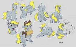 Size: 2660x1636 | Tagged: safe, artist:alumx, derpibooru import, derpy hooves, pegasus, pony, bubble butt, bust, butt, colored sketch, emanata, female, gray background, image, jpeg, lying down, mailmare, mare, open mouth, open smile, plewds, plot, prone, simple background, sketch, sketch dump, smiling, solo, spread legs, spreading, sweat