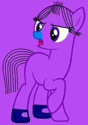 Size: 913x1294 | Tagged: safe, artist:raini-bases, artist:spitfirethepegasusfan39, ponified, earth pony, pony, adult blank flank, angry, base used, blank flank, clothes, female, g4, grumpy, image, little miss, little miss stubborn, mare, mr. men, mr. men little miss, narrowed eyes, png, purple background, raised hoof, raised leg, shoes, simple background, smiling, solo, stubborn, talking
