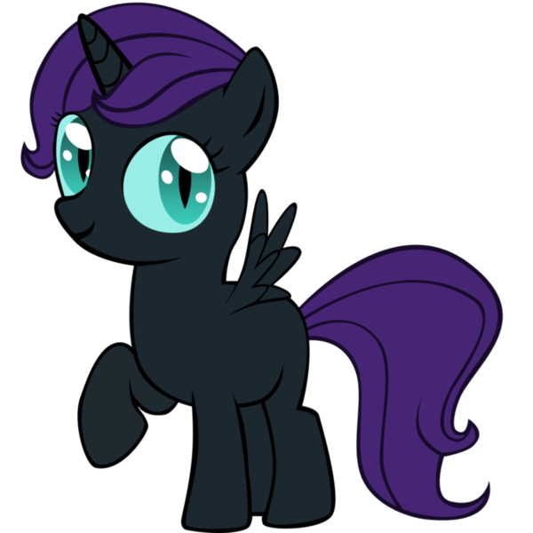 Size: 894x894 | Tagged: safe, artist:aibotnya, derpibooru import, oc, oc:nyx, alicorn, pony, alicorn oc, blank flank, female, filly, filly oc, foal, horn, image, png, simple background, slit pupils, solo, transparent background, vector, wings
