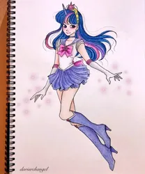 Size: 997x1200 | Tagged: safe, artist:dariarchangel, derpibooru import, part of a set, twilight sparkle, human, crossover, female, horn, horned humanization, humanized, image, jpeg, sailor moon (series), sailor senshi, solo, thin, traditional art