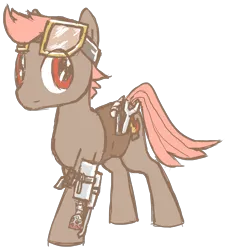 Size: 1791x1986 | Tagged: safe, artist:finnfox66, derpibooru import, oc, unofficial characters only, earth pony, brown coat, derpibooru exclusive, flamethrower, full body, image, png, simple background, tools, transparent background, weapon