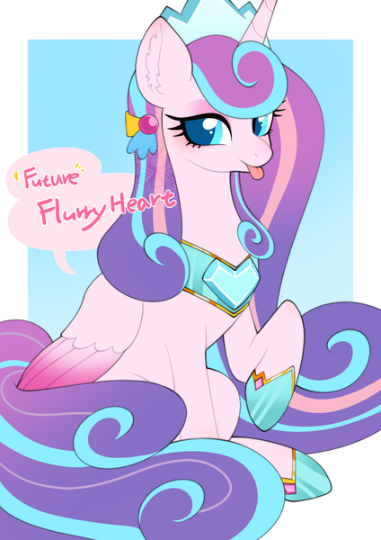 Size: 636x900 | Tagged: safe, artist:snow angel, derpibooru import, princess flurry heart, alicorn, pony, female, image, looking at you, older, older flurry heart, png, solo, tongue out