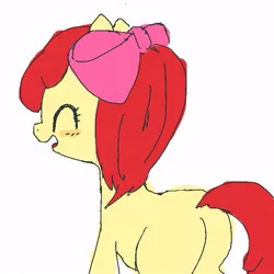 Size: 600x600 | Tagged: safe, artist:um89s, derpibooru import, apple bloom, earth pony, pony, bloom butt, blushing, butt, eyes closed, female, filly, foal, image, jpeg, simple background, solo, white background