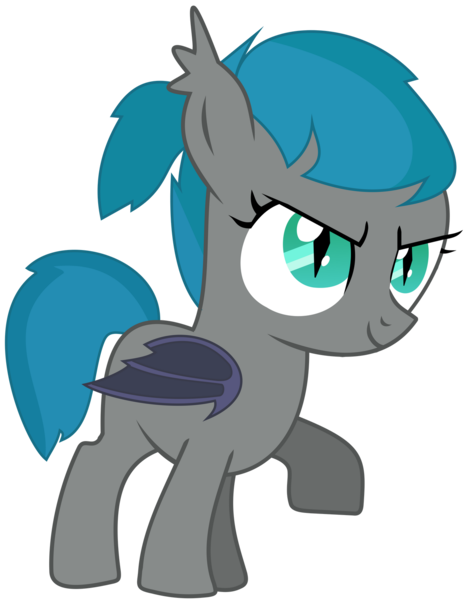 Size: 1280x1646 | Tagged: safe, artist:eisluk, derpibooru import, oc, oc:gracy gloom, unofficial characters only, bat pony, pony, female, filly, foal, g4, image, png, raised hoof, simple background, smiling, solo, solo female, transparent background, vector, where are you\?