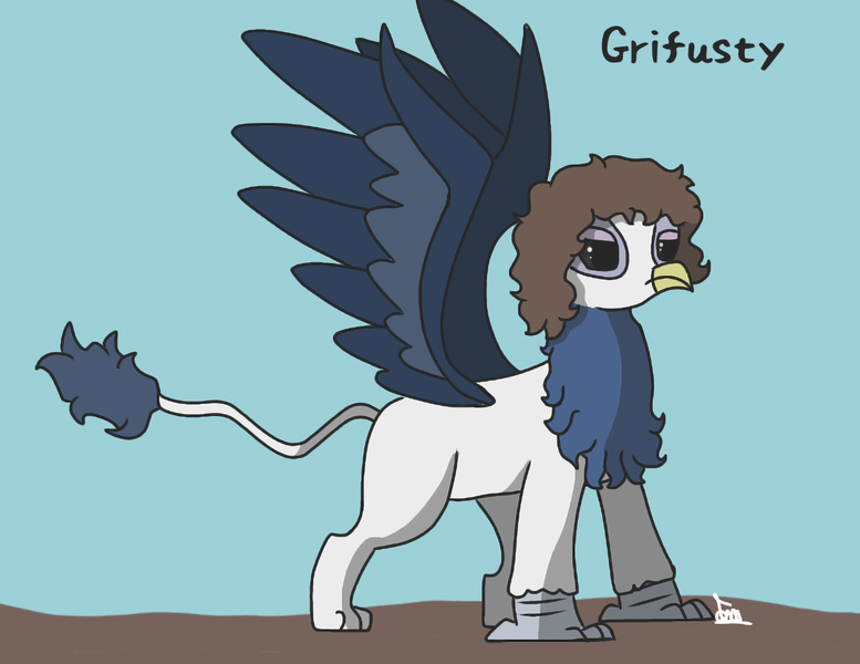 Size: 1328x1026 | Tagged: safe, artist:thomas.senko, derpibooru import, oc, gryphon, blue fur, blue wings, brown hair, claws, dark eyes, griffon oc, image, light skin, male, male oc, png, solo, solo male, spread wings, wings