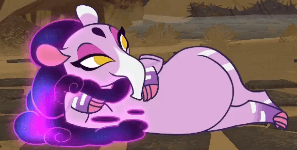 Size: 612x310 | Tagged: safe, derpibooru import, them's fightin' herds, animated, community related, draw me like one of your french girls, female, game screencap, gif, image, lounging, nidra (tfh), solo, tapir