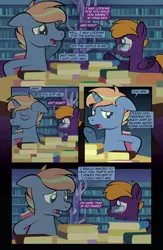 Size: 1920x2948 | Tagged: safe, artist:alexdti, derpibooru import, oc, oc:brainstorm (alexdti), oc:purple creativity, unofficial characters only, pegasus, pony, unicorn, comic:quest for friendship retold, book, glasses, horn, image, png