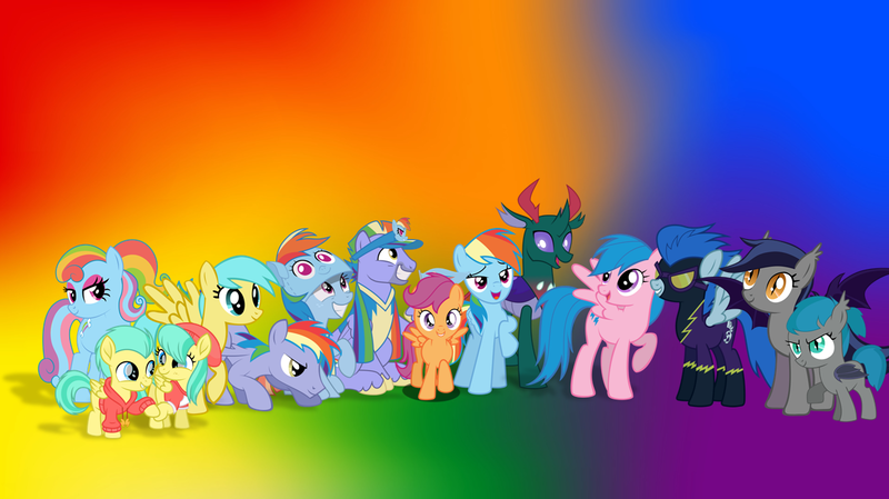 Size: 1279x718 | Tagged: artist needed, safe, alternate version, anonymous artist, artist:90sigma, artist:crystalmagic6, artist:dashiesparkle, artist:eisluk, artist:iamadinosaurrarrr, artist:jhayarr23, artist:minecraftzero1, artist:ponyphile, artist:prixy05, artist:sonofaskywalker, artist:starryshineviolet, artist:zee66, derpibooru import, barley barrel, bow hothoof, firefly, nightshade, pharynx, pickle barrel, rainbow blaze, rainbow dash, rainbow dash (g3), scootaloo, sunshower raindrops, windy whistles, oc, oc:echo, oc:gracy gloom, bat pony, changeling, earth pony, pegasus, pony, g1, g3, adopted, adopted daughter, adopted offspring, alternate, barrel twins, bat ears, bat eyes, bat wings, bowabetes, brother and sister, brother-in-law, clothes, colt, cousins, crack shipping, cute, cutealoo, dashabetes, eyeshadow, father and child, father and daughter, father and son, female, filly, flag, foal, freckles, g4, goggles, goggles on head, grandmother and grandchild, grandmother and granddaughter, grandmother and grandson, grin, hat, headcanon, headcanon in the description, hoodie, hoofbump, image, looking at each other, looking at someone, makeup, male, mare, mother and child, mother and daughter, mother and daughter-in-law, mother and son, open mouth, open smile, parent:bow hothoof, parent:firefly, parent:rainbow blaze, parent:rainbow dash (g3), parent:sunshower raindrops, parent:windy whistles, png, pony hat, poster, rainbow dash's parents, raised hoof, scootadoption, scootalove, shadowbolts uniform, ship:nightecho, ship:pharydash, ship:windyhoof, shipping, shirt, siblings, sisters, sisters-in-law, smiling, smiling at each other, smirk, spin-off, spread wings, stallion, straight, t-shirt, twins, uncle and nephew, uncle and niece, windybetes, wings