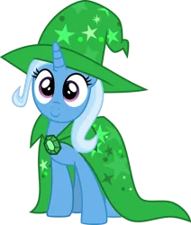 Size: 2391x2822 | Tagged: safe, artist:lizzmcclin, derpibooru import, trixie, pony, unicorn, cape, clothes, female, g4, green, hat, holiday, horn, image, png, saint patrick's day, simple background, solo, transparent background