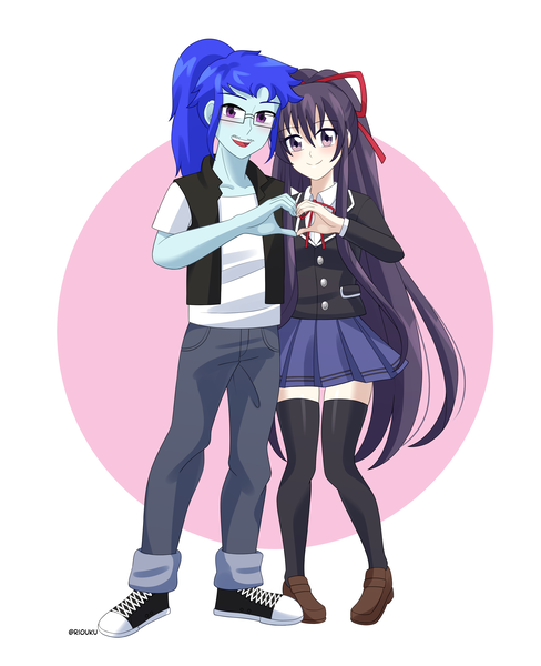 Size: 3250x4000 | Tagged: safe, artist:riouku, derpibooru import, oc, oc:bloomie jim, human, equestria girls, anime, commission, cute, date a live, g4, heart hands, image, looking at you, png, tohka yatogami