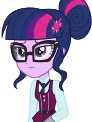 Size: 1904x2520 | Tagged: safe, derpibooru import, edit, edited screencap, editor:homersimpson1983, screencap, sci-twi, twilight sparkle, equestria girls, friendship games, background removed, clothes, crystal prep academy uniform, female, g4, glasses, image, not a vector, png, school uniform, solo