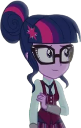 Size: 750x1187 | Tagged: safe, derpibooru import, edit, edited screencap, editor:homersimpson1983, screencap, sci-twi, twilight sparkle, human, equestria girls, friendship games, background removed, clothes, crystal prep academy uniform, female, g4, glasses, image, not a vector, png, school uniform, solo
