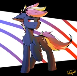 Size: 1058x1038 | Tagged: safe, artist:cmdrtempest, derpibooru import, oc, oc:deafjaeger, unofficial characters only, earth pony, pony, commission, cyber, cyber eyes, cyberpunk, image, male, png, simple background, solo