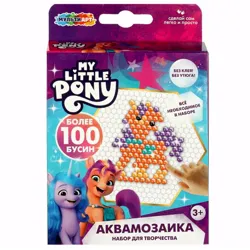 Size: 600x600 | Tagged: safe, derpibooru import, official, izzy moonbow, sunny starscout, earth pony, unicorn, g5, beads, box, craft, cutie mark, cyrillic, diy, horn, image, jpeg, looking at you, m, merchandise, mosaic, photo, russia, russian, smiling, smiling at you, translated in the description