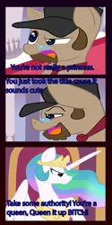 Size: 720x1440 | Tagged: safe, artist:cornofthebreads, derpibooru import, princess celestia, ponified, alicorn, earth pony, pony, comic, dialogue, facial hair, female, glasses, hat, image, male, mare, necktie, nostalgia critic, png, stallion, tgwtg, vulgar