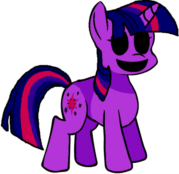 Size: 790x769 | Tagged: safe, artist:bbpanzu, derpibooru import, editor:princess-paige-place-of-fun, twilight sparkle, pony, unicorn, black sclera, creepypasta, female, horn, image, mare, png, simple background, smiling, transparent background, unicorn twilight, zalgo