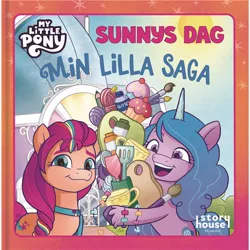 Size: 600x600 | Tagged: safe, derpibooru import, izzy moonbow, sunny starscout, earth pony, unicorn, g5, 2d, book, cute, egmont, horn, image, izzybetes, jpeg, logo, looking at you, smiling, sunnybetes, sweden, swedish