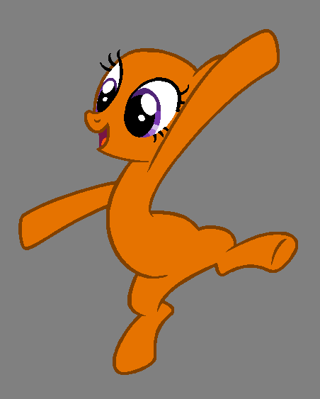 Size: 452x563 | Tagged: safe, artist:bronybase, earth pony, pony, bald, base, bipedal, cheerful, excited, female, g4, gray background, happy, image, jumping, mare, open mouth, open smile, png, simple background, smiling