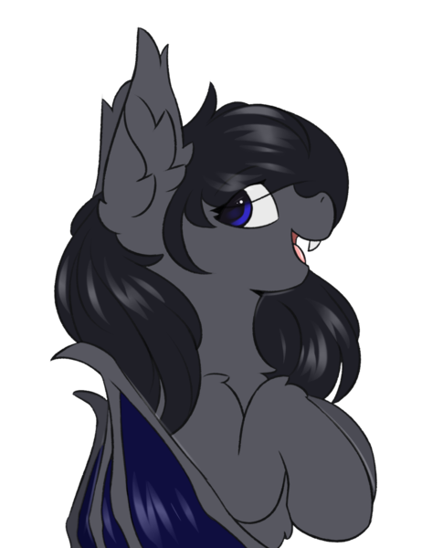 Size: 1260x1560 | Tagged: safe, artist:snowstormbat, derpibooru import, oc, oc:midnight blitz, unofficial characters only, pony, undead, vampire, vampony, black, ear fluff, fangs, gray, image, png, simple background, solo, standing, transparent background, wings