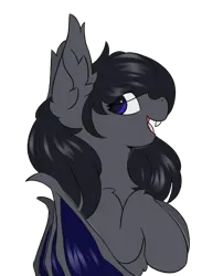 Size: 1260x1560 | Tagged: safe, artist:snowstormbat, derpibooru import, oc, oc:midnight blitz, unofficial characters only, pony, undead, vampire, vampony, black, ear fluff, fangs, gray, image, png, simple background, solo, standing, transparent background, wings