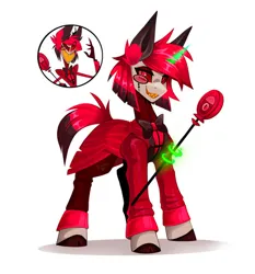 Size: 800x859 | Tagged: safe, artist:buvanybu, derpibooru import, ponified, pony, alastor, clothes, crossover, hazbin hotel, hellaverse, image, jpeg, monocle, simple background, solo, suit, white background