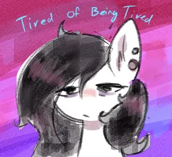 Size: 2014x1834 | Tagged: safe, artist:ccruelangel, derpibooru import, oc, oc:livana, pony, black mane, female, image, piercing, png, solo, solo female, tired, vent art, white body