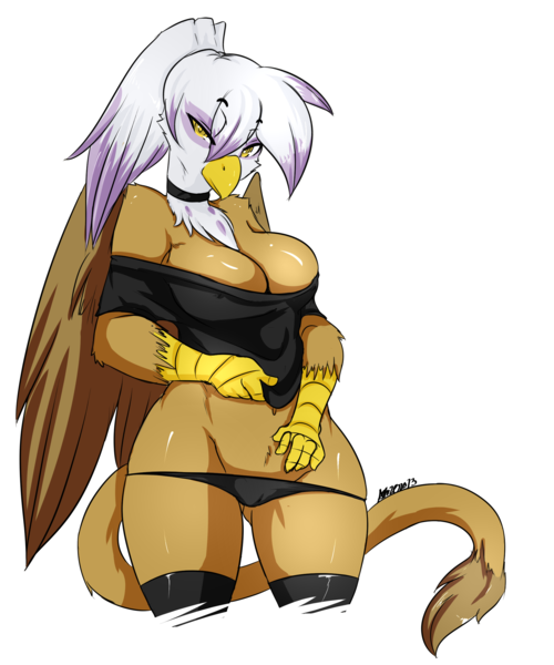 Size: 2000x2400 | Tagged: dead source, questionable, artist:avante92, gilda, anthro, gryphon, bedroom eyes, big breasts, breasts, busty gilda, cameltoe, choker, cleavage, clothes, female, flirting, image, looking at you, panties, png, simple background, socks, solo, solo female, stockings, stupid sexy gilda, thigh highs, underwear, white background