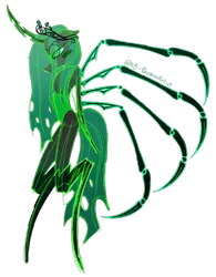 Size: 2007x2569 | Tagged: safe, artist:kb-gamerartist, derpibooru import, queen chrysalis, changeling, bipedal, crown, female, image, jewelry, multiple limbs, png, redesign, regalia, simple background, solo, transparent background, wip