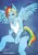 Size: 761x1080 | Tagged: safe, artist:rayzor-sharp, derpibooru import, rainbow dash, anthro, pegasus, blue background, g4, human facial structure, image, jpeg, signature, simple background