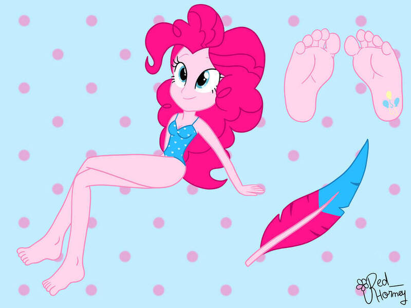 Size: 827x620 | Tagged: safe, artist:redhorney, derpibooru import, pinkie pie, human, equestria girls, cutie mark on human, feather, feet, female, fetish, foot fetish, g4, image, jpeg, solo