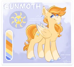 Size: 1857x1686 | Tagged: safe, artist:ezzerie, derpibooru import, oc, oc:sunmoth, butterfly, insect, pegasus, pony, female, image, mare, png, redesign, reference sheet, solo, sun